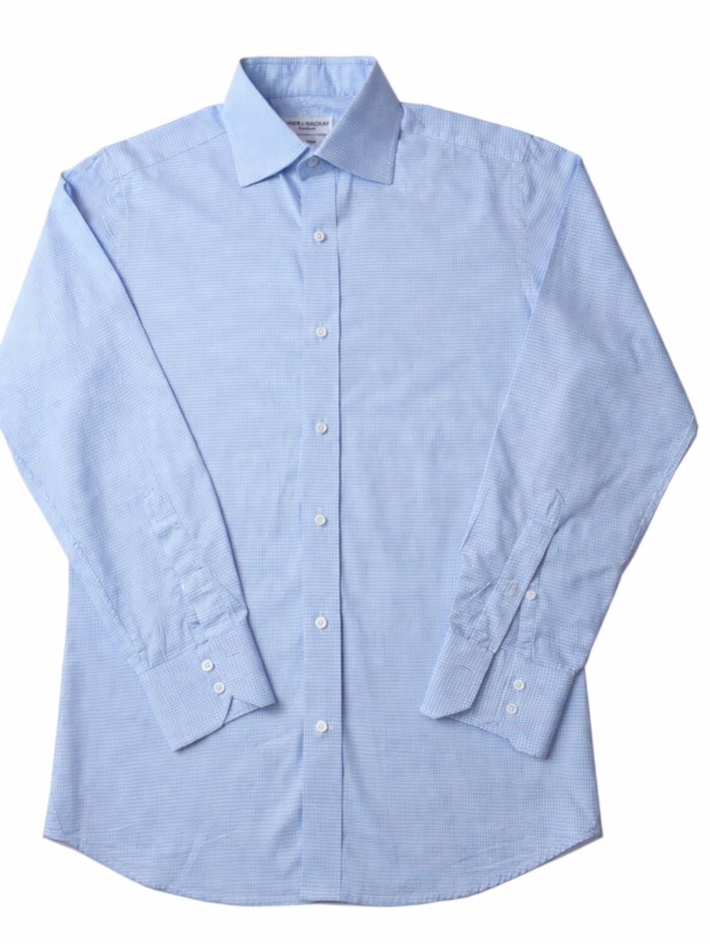 Spier & Mackay Custom Blue Gingham Dress Shirt Mens Cotton Button Up 21x28